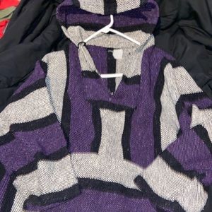Purple and gray poncho
